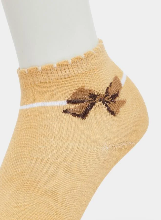 ستايلي مجموعة من 5 جوارب كاحل قطن